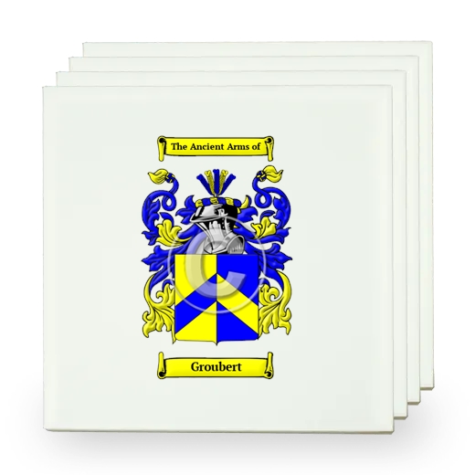 Groubert Set of Four Small Tiles with Coat of Arms