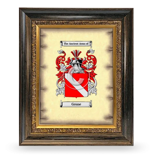 Grune Coat of Arms Framed - Heirloom