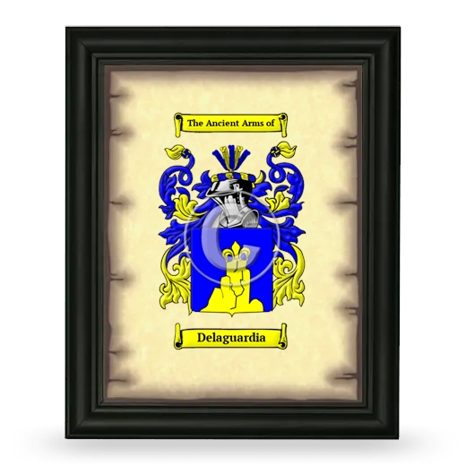 Delaguardia Coat of Arms Framed - Black