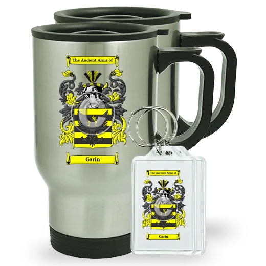 Garin Pair of Travel Mugs and pair of Keychains