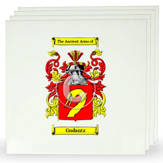 Gudantz Set of Four Large Tiles with Coat of Arms