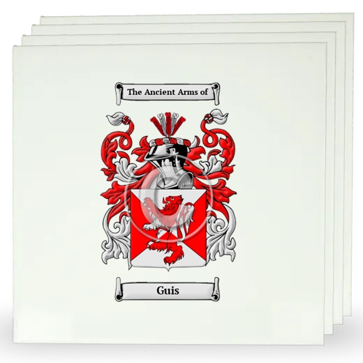 Guis Set of Four Large Tiles with Coat of Arms