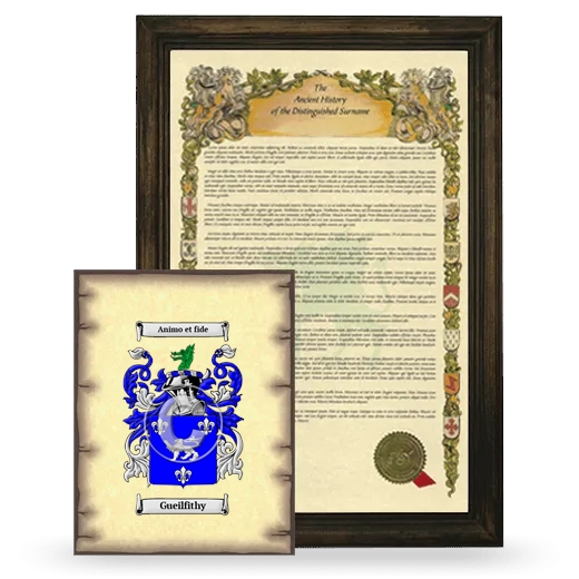 Gueilfithy Framed History and Coat of Arms Print - Brown