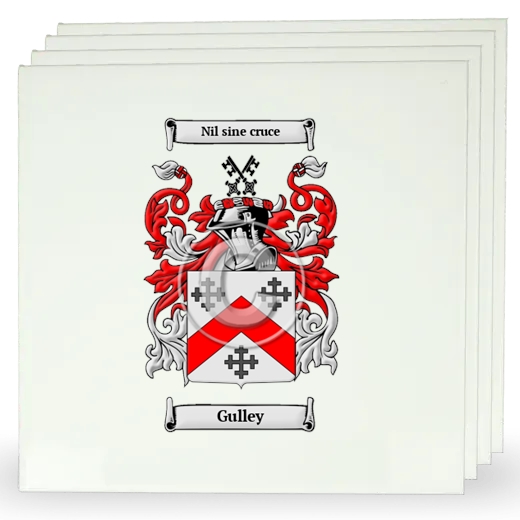 Gulley Set of Four Large Tiles with Coat of Arms