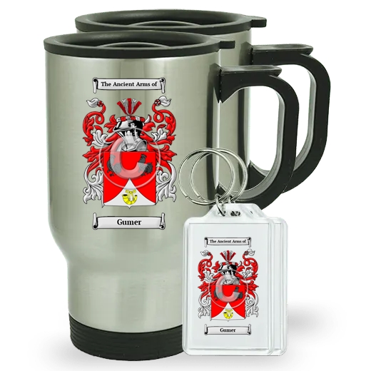 Gumer Pair of Travel Mugs and pair of Keychains