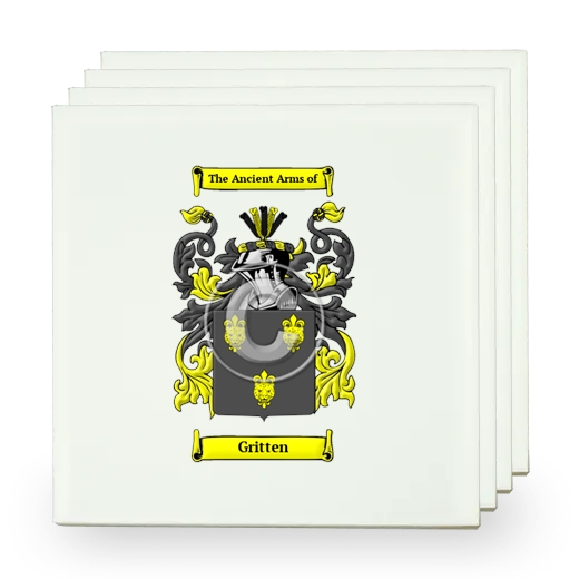 Gritten Set of Four Small Tiles with Coat of Arms