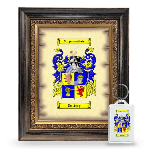 Guttery Framed Coat of Arms and Keychain - Heirloom