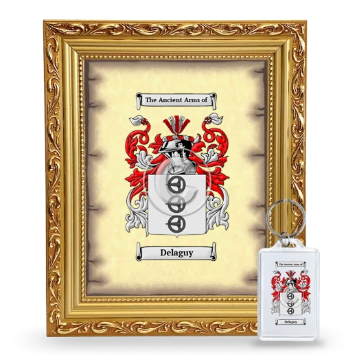 Delaguy Framed Coat of Arms and Keychain - Gold