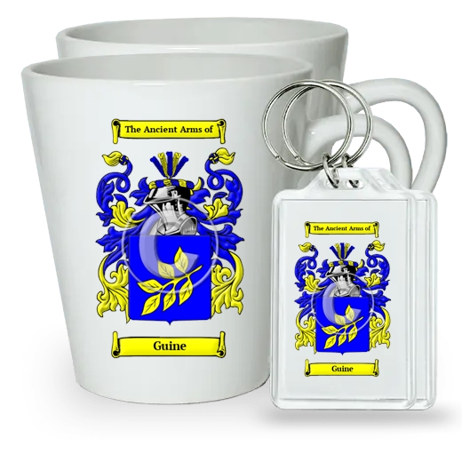 Guine Pair of Latte Mugs and Pair of Keychains