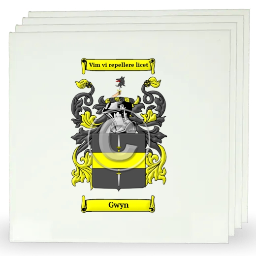 Gwyn Set of Four Large Tiles with Coat of Arms