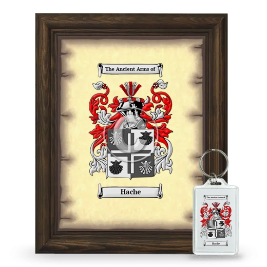 Hache Framed Coat of Arms and Keychain - Brown