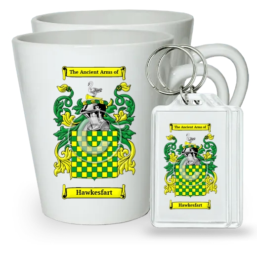 Hawkesfart Pair of Latte Mugs and Pair of Keychains