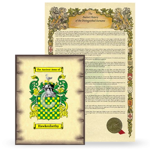 Hawkesforthy Coat of Arms and Surname History Package