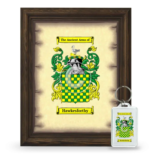 Hawkesforthy Framed Coat of Arms and Keychain - Brown