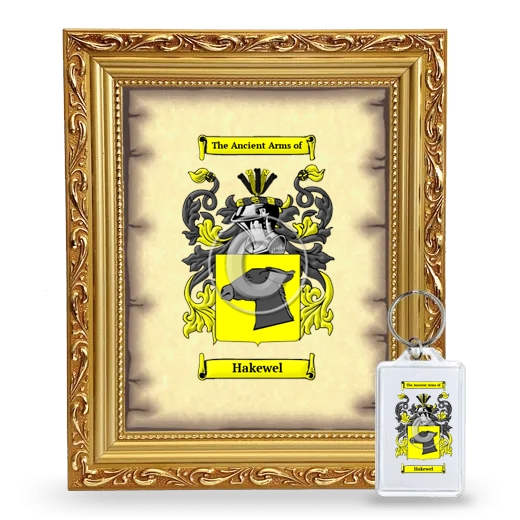 Hakewel Framed Coat of Arms and Keychain - Gold