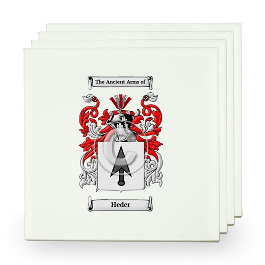 Heder Set of Four Small Tiles with Coat of Arms