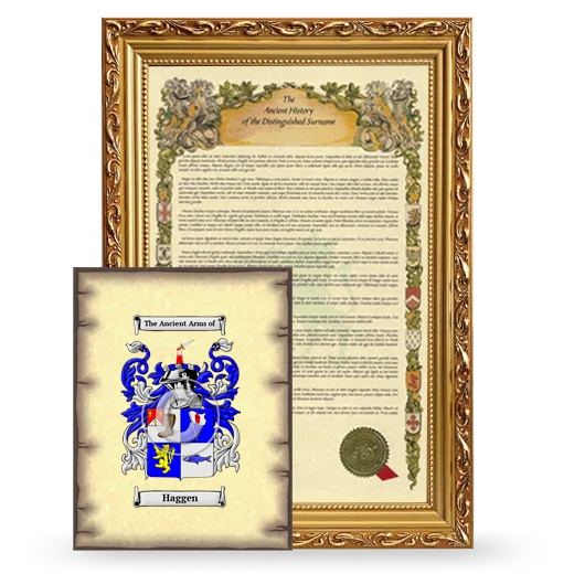 Haggen Framed History and Coat of Arms Print - Gold