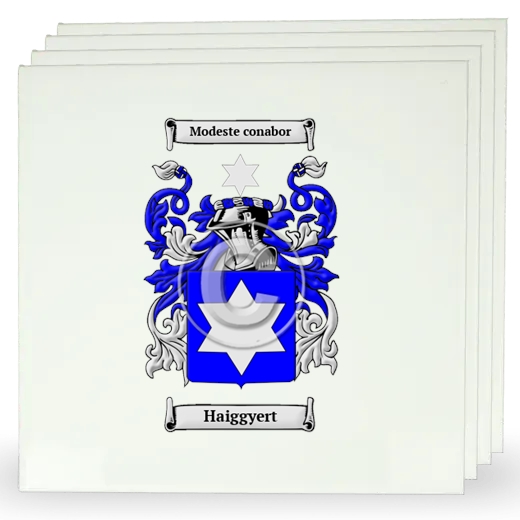 Haiggyert Set of Four Large Tiles with Coat of Arms