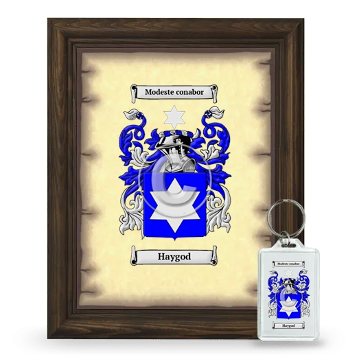 Haygod Framed Coat of Arms and Keychain - Brown