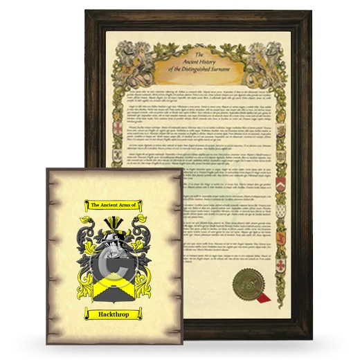 Hackthrop Framed History and Coat of Arms Print - Brown