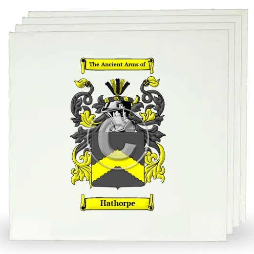 Hathorpe Set of Four Large Tiles with Coat of Arms