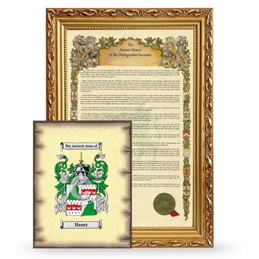 Haury Framed History and Coat of Arms Print - Gold
