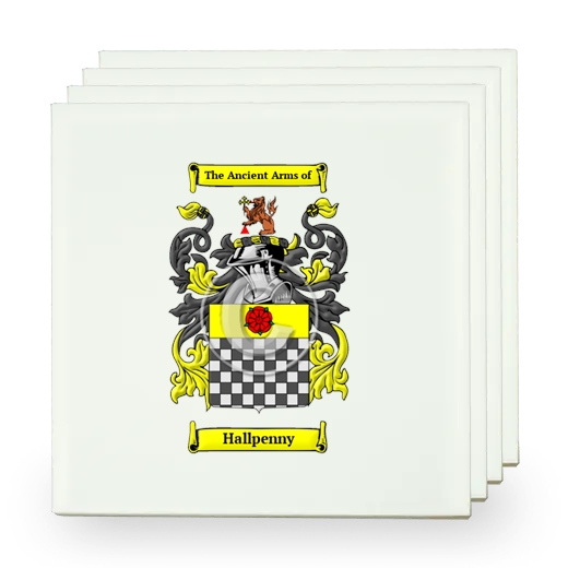 Hallpenny Set of Four Small Tiles with Coat of Arms