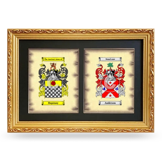 Double Coat of Arms Framed - Gold