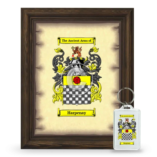 Harpenay Framed Coat of Arms and Keychain - Brown