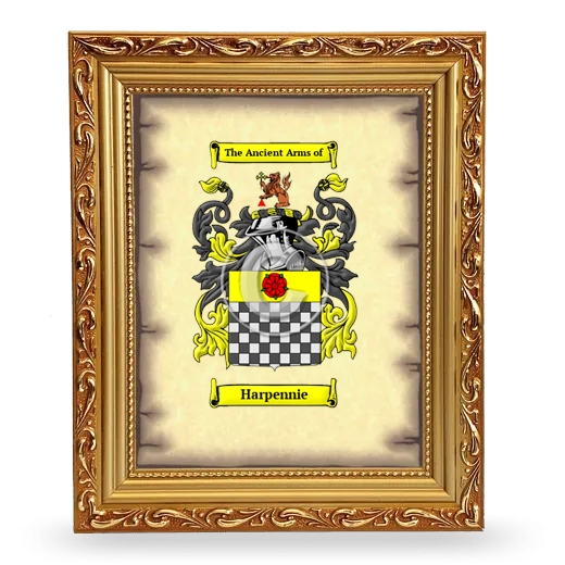 Harpennie Coat of Arms Framed - Gold