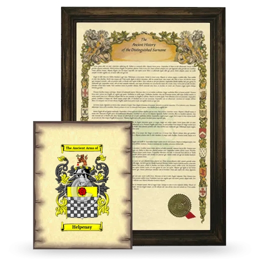 Helpenay Framed History and Coat of Arms Print - Brown