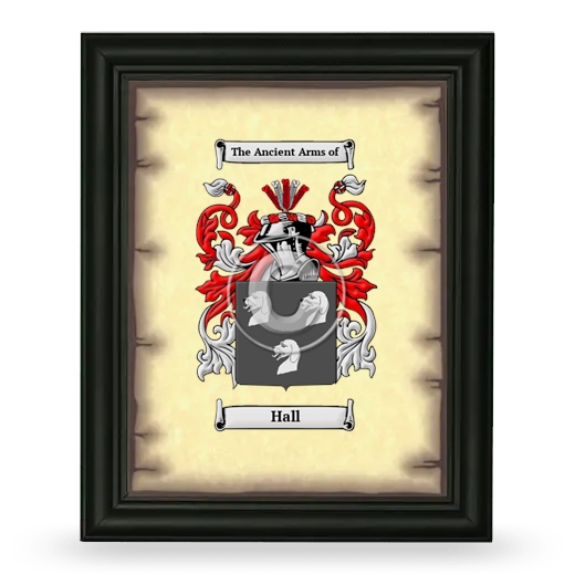 Hall Coat of Arms Framed - Black