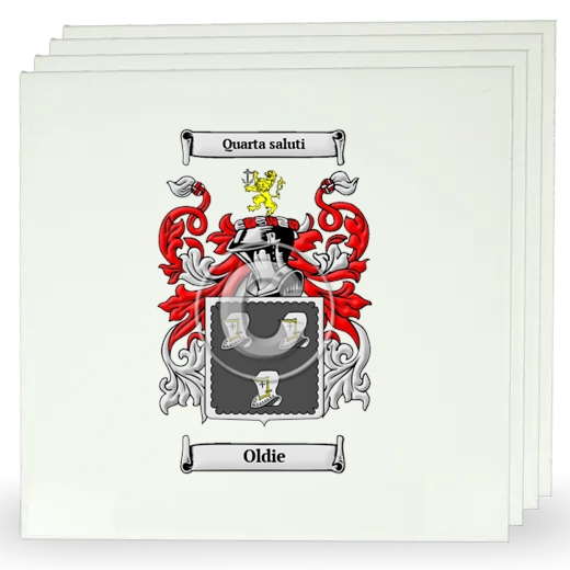 Oldie Set of Four Large Tiles with Coat of Arms