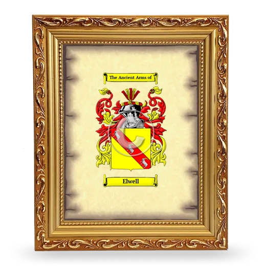 Elwell Coat of Arms Framed - Gold