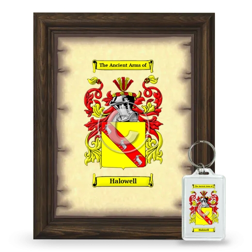 Halowell Framed Coat of Arms and Keychain - Brown