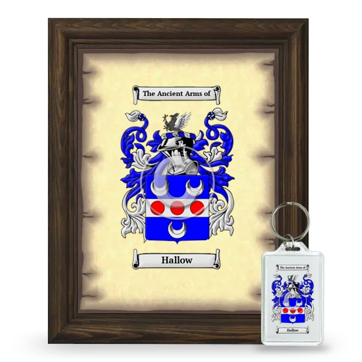 Hallow Framed Coat of Arms and Keychain - Brown