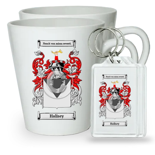 Halisey Pair of Latte Mugs and Pair of Keychains