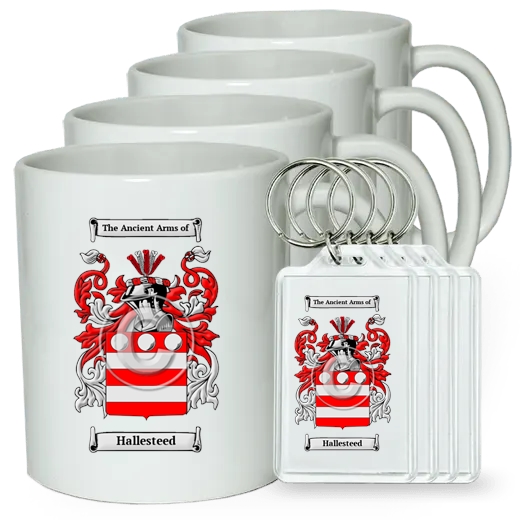 Hallesteed Set of 4 Coffee Mugs and Keychains