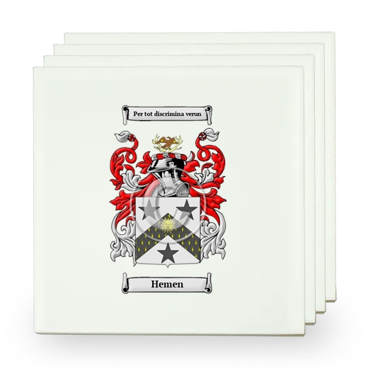 Hemen Set of Four Small Tiles with Coat of Arms