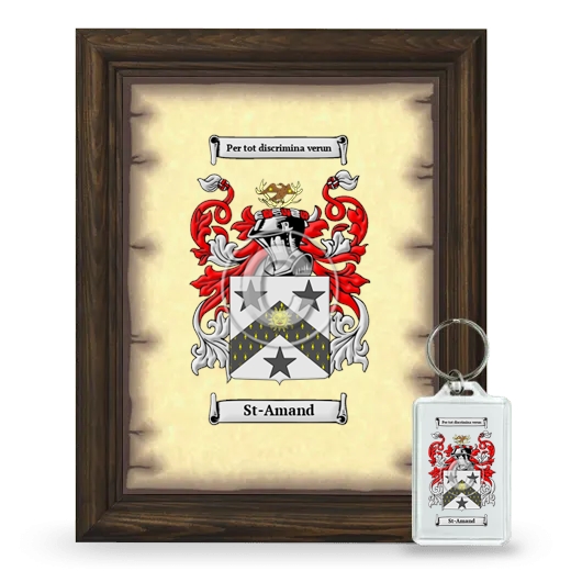 St-Amand Framed Coat of Arms and Keychain - Brown