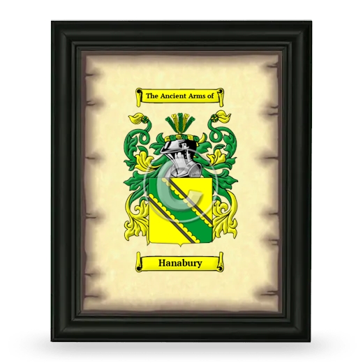 Hanabury Coat of Arms Framed - Black