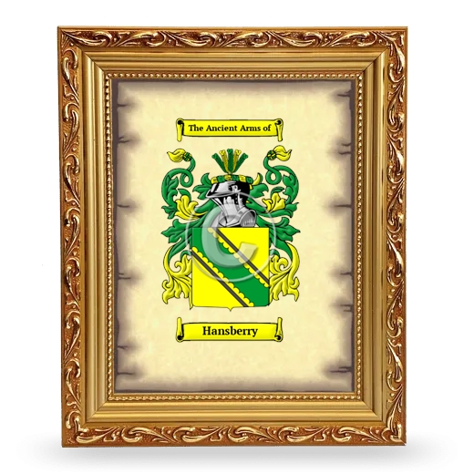 Hansberry Coat of Arms Framed - Gold