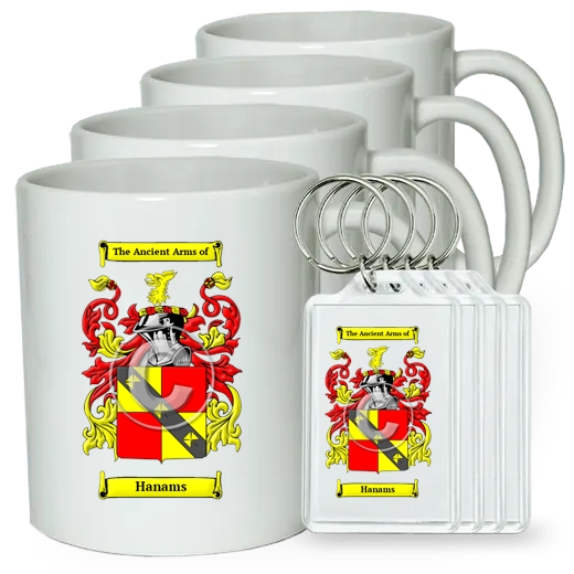 Hanams Set of 4 Coffee Mugs and Keychains