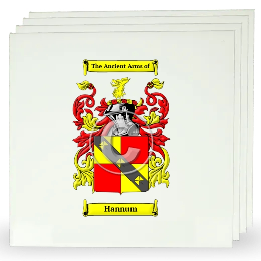 Hannum Set of Four Large Tiles with Coat of Arms