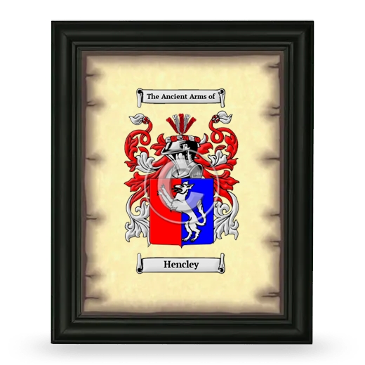 Hencley Coat of Arms Framed - Black
