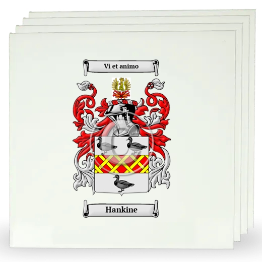 Hankine Set of Four Large Tiles with Coat of Arms