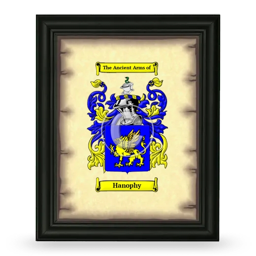 Hanophy Coat of Arms Framed - Black