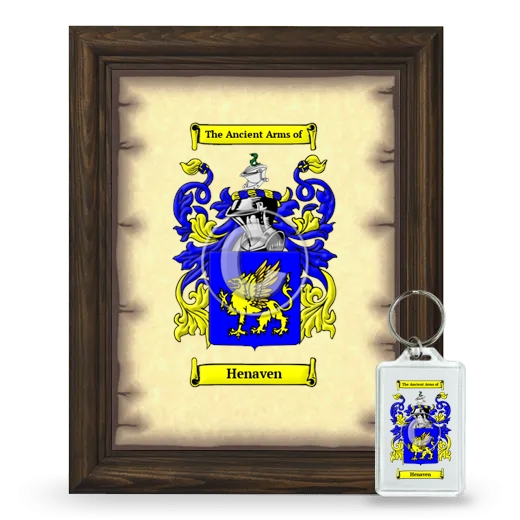 Henaven Framed Coat of Arms and Keychain - Brown