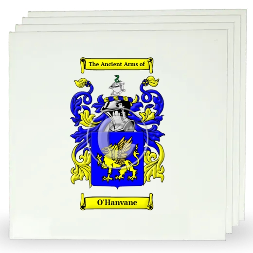 O'Hanvane Set of Four Large Tiles with Coat of Arms