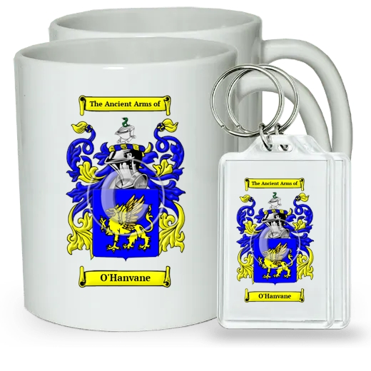 O'Hanvane Pair of Coffee Mugs and Pair of Keychains